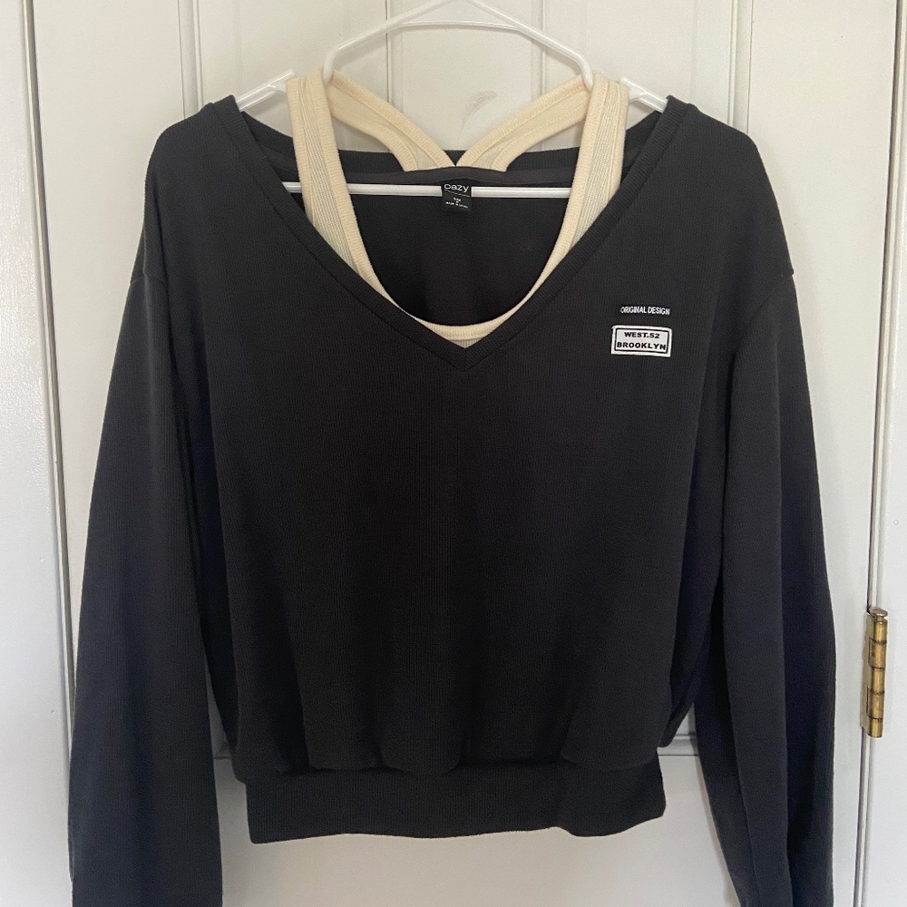 Off the Shoulder Crewneck with Built in Cami